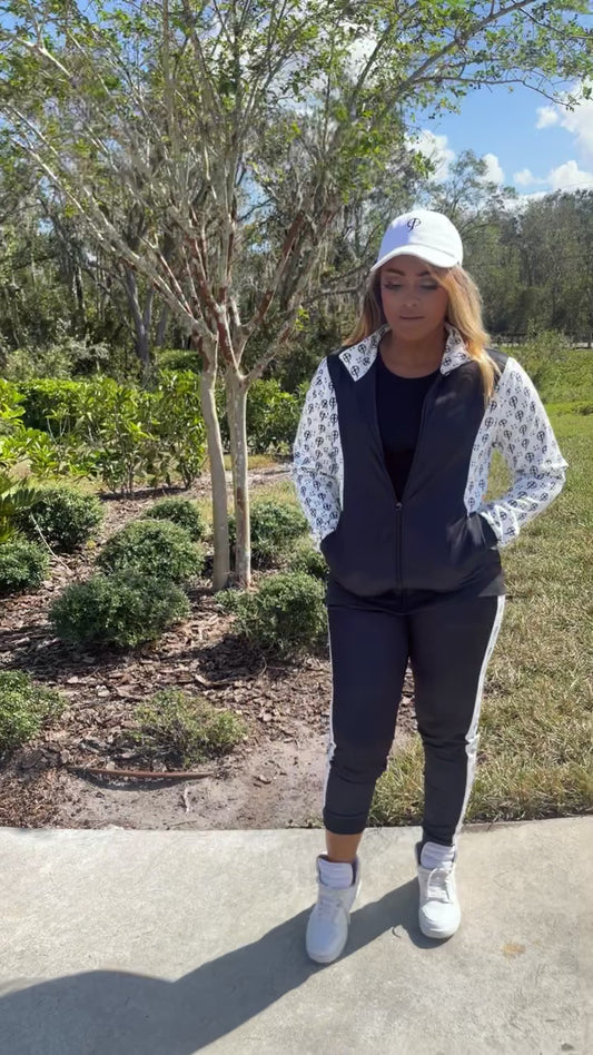 Christian Black Tracksuit with White Logos