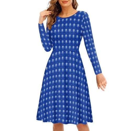 Royal Blue Plaid Skater Dress