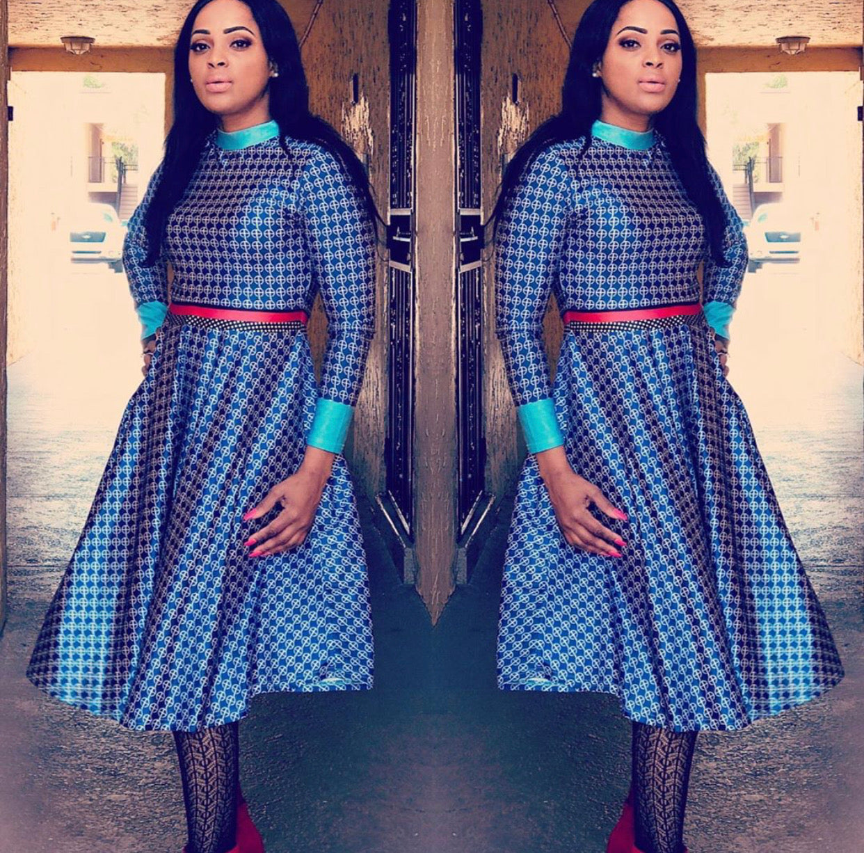 CC Esther Long-sleeve Skater Dress