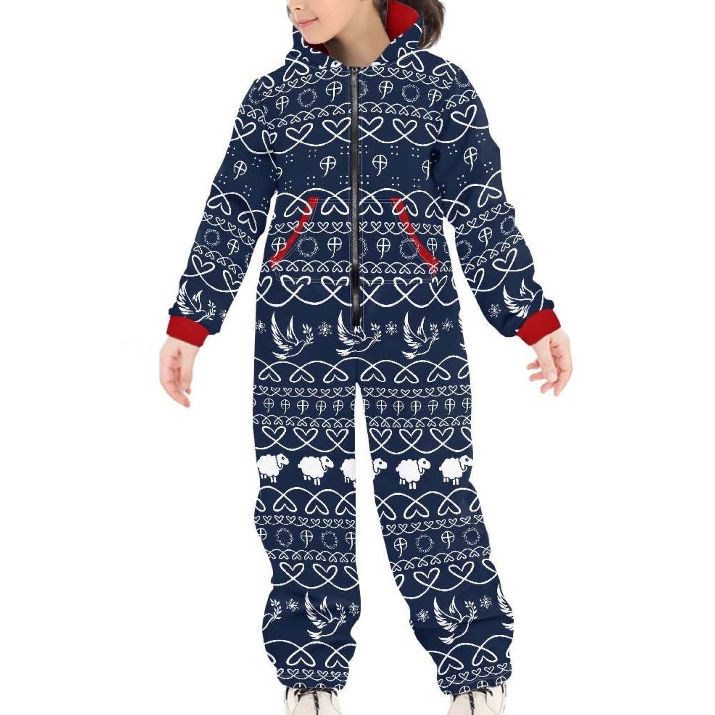 -CC- Sheep Pajamas Hoodie Sets - Blue