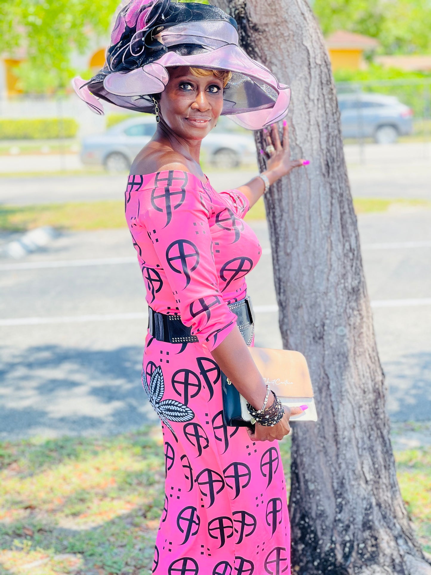 Ruth Off-The- Shoulder Salmon Dress