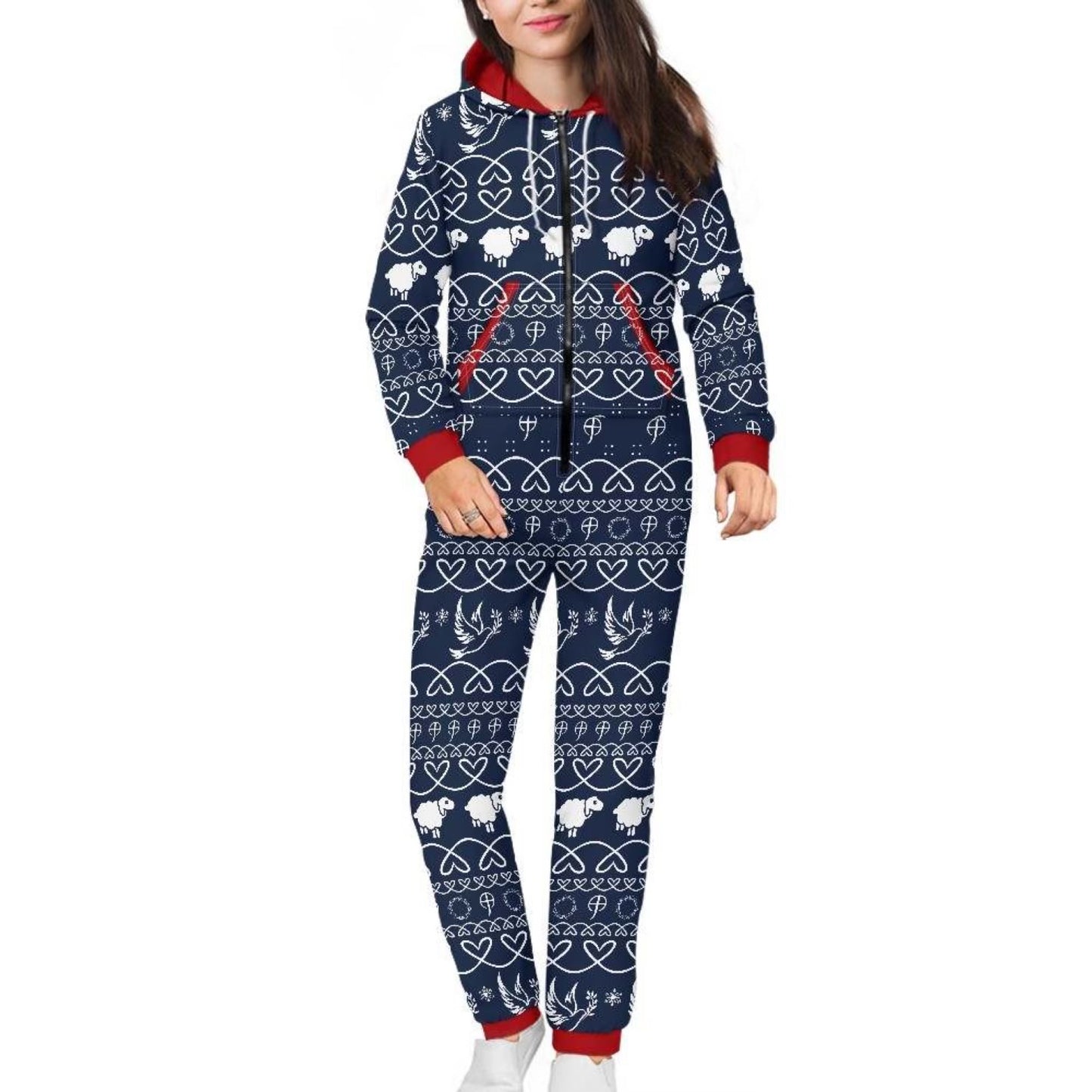 -CC- Sheep Pajamas Hoodie Sets - Blue