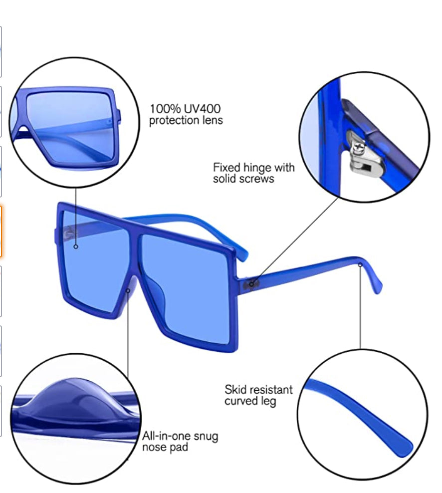 Super Oversize Translucent Square Color Pop Sunglasses