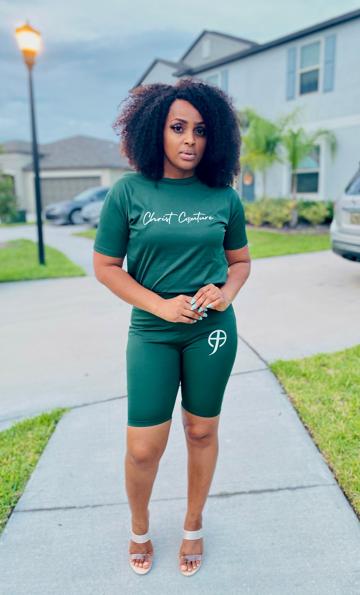 Casual Biker Shorts Two-Piece Set