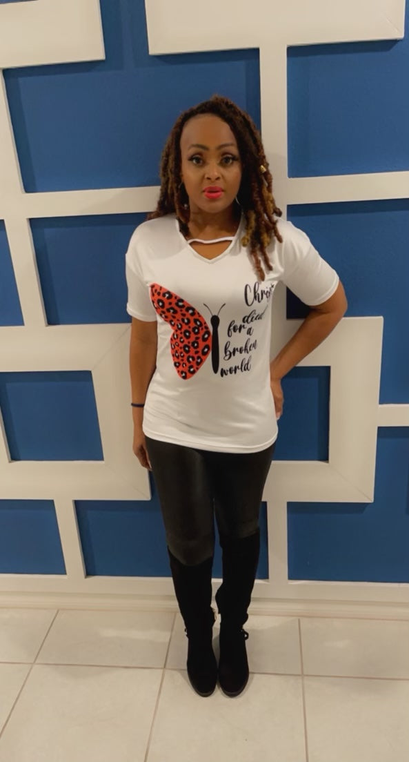 CC-Half Butterfly V-Neck Shirt