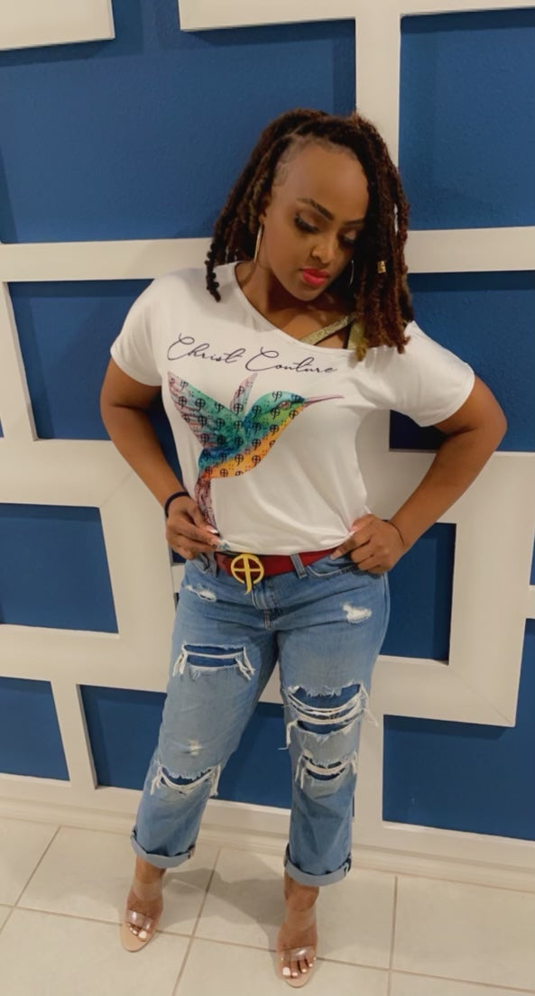 Hummingbird One Shoulder Christ Couture Blouse