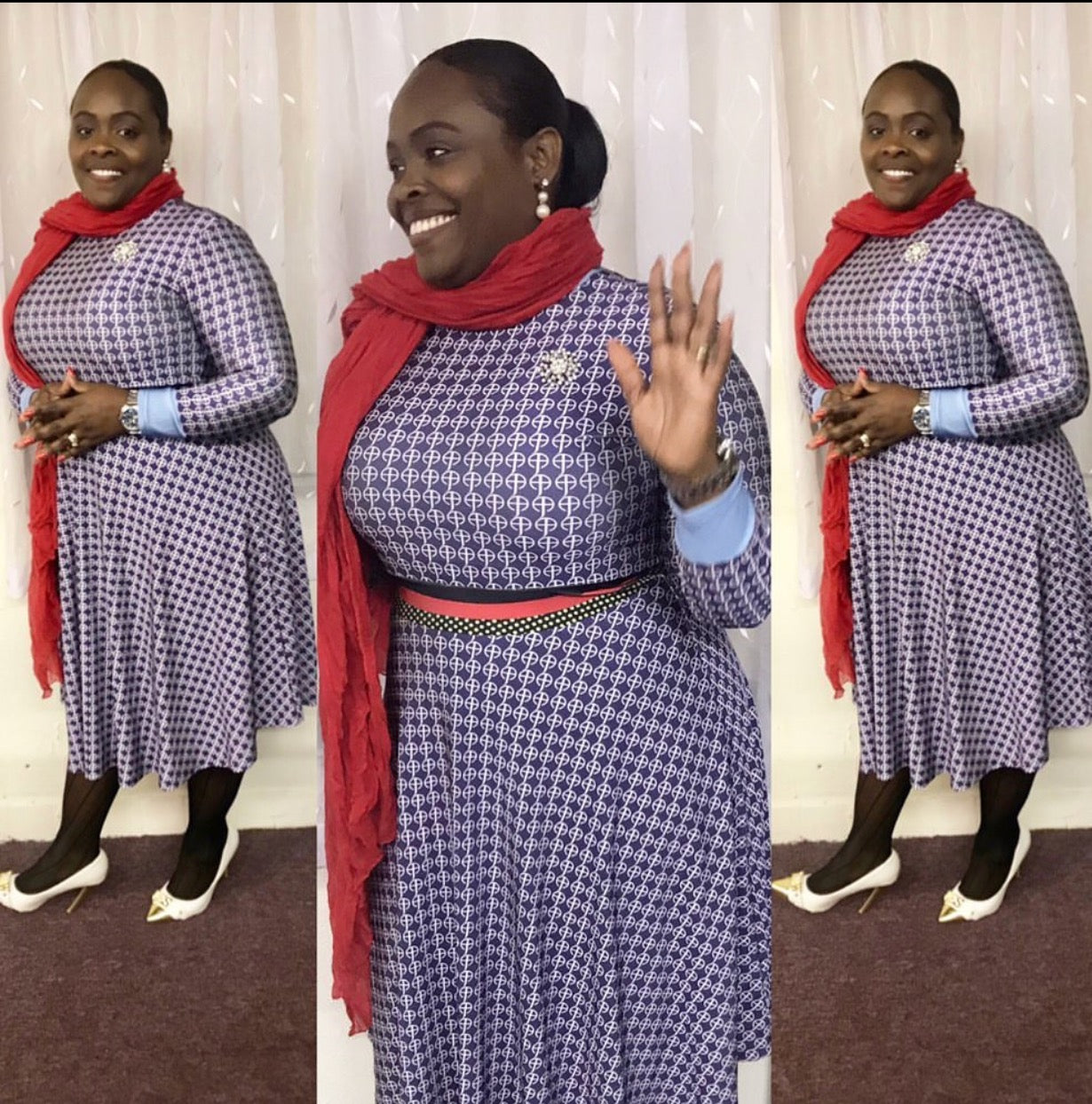 CC Esther Long-sleeve Skater Dress