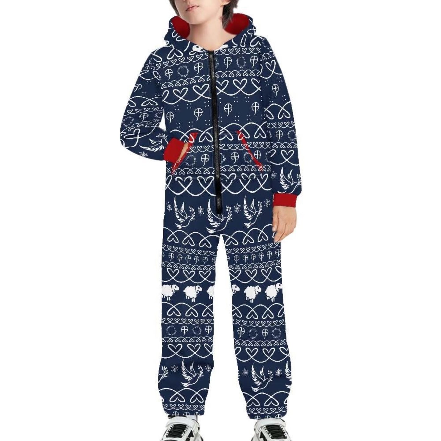 -CC- Sheep Pajamas Hoodie Sets - Blue