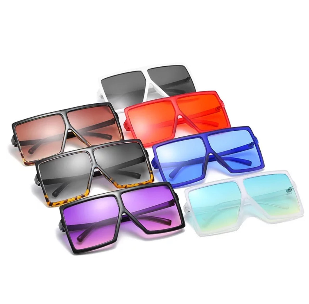 Super Oversize Translucent Square Color Pop Sunglasses