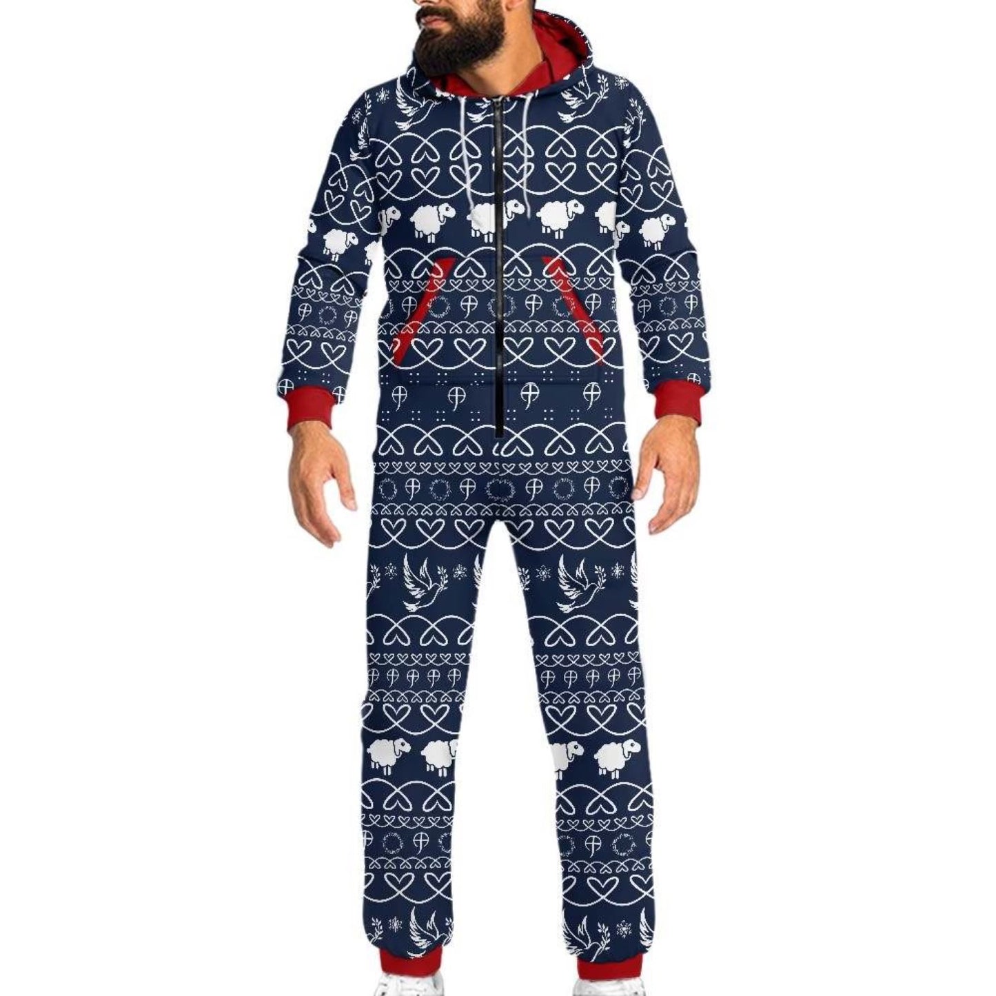 -CC- Sheep Pajamas Hoodie Sets - Blue