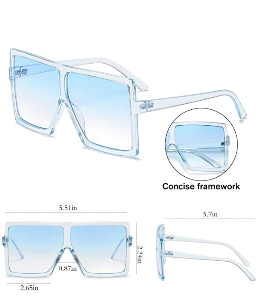 Super Oversize Translucent Square Color Pop Sunglasses