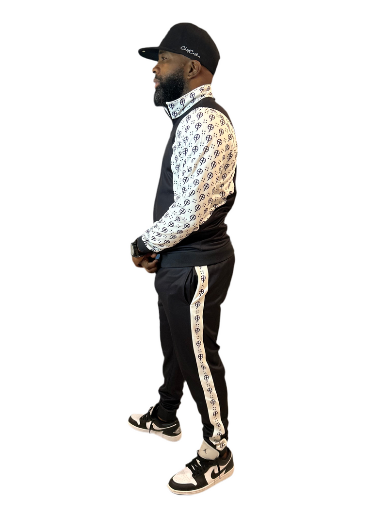 CC-Black Tracksuit with White Logo-Unisex