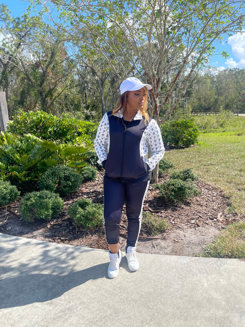 Christian Black Tracksuit with White Logos