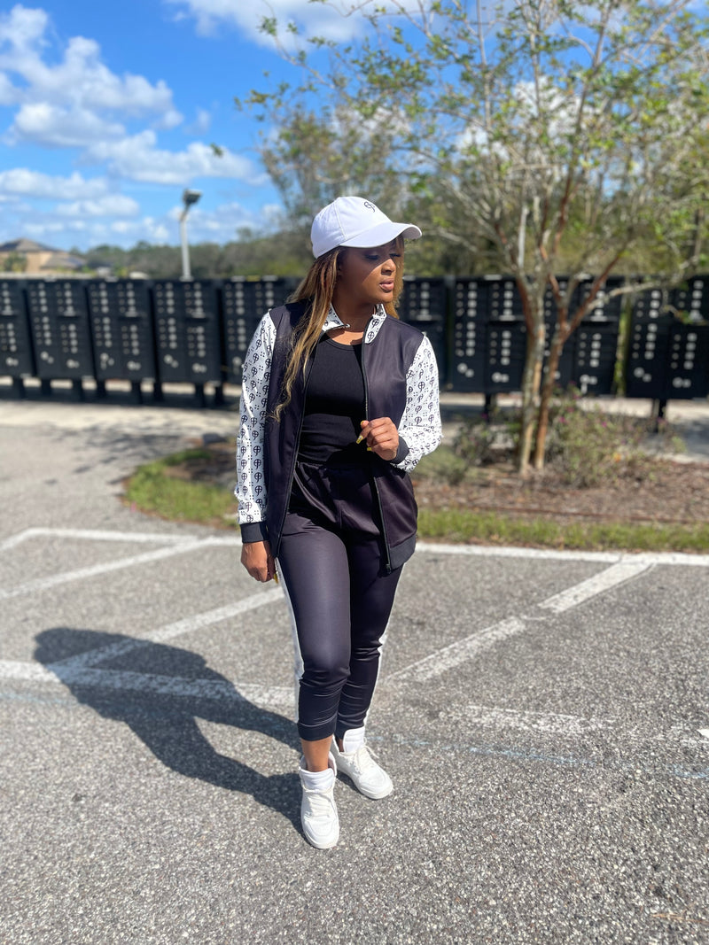 Christian Black Tracksuit with White Logos