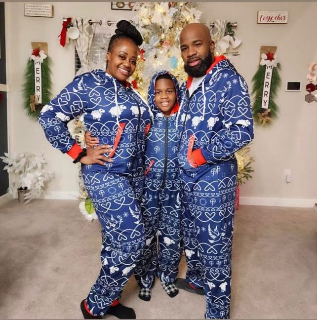 -CC- Sheep Pajamas Hoodie Sets - Blue