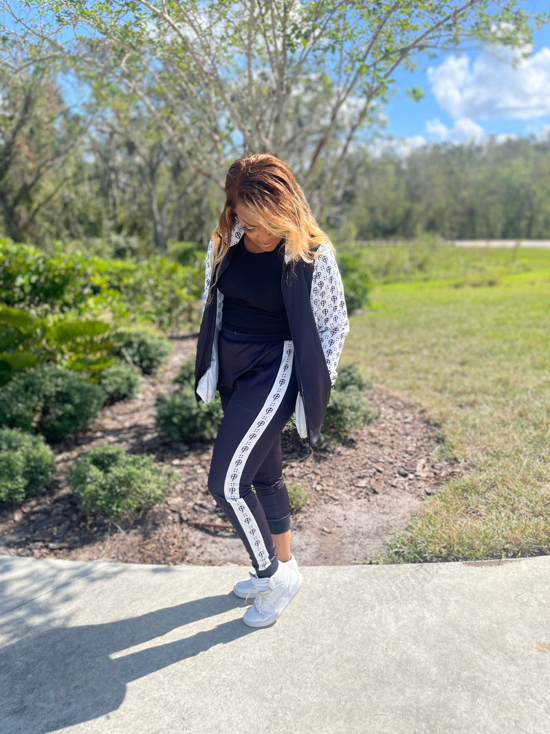 Christian Black Tracksuit with White Logos