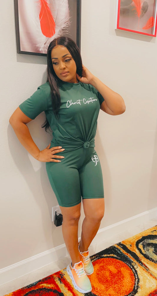 Casual Biker Shorts Two-Piece Set
