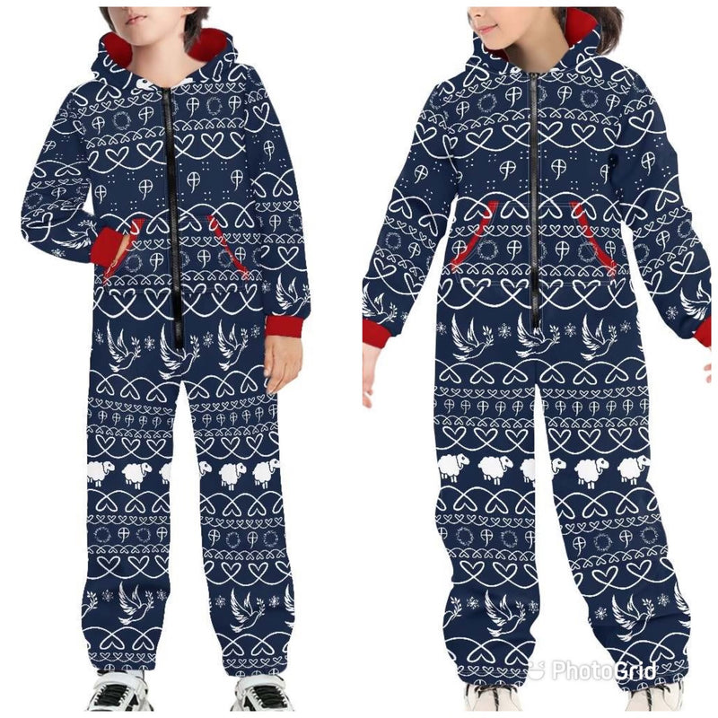 -CC- Sheep Pajamas Hoodie Sets - Blue