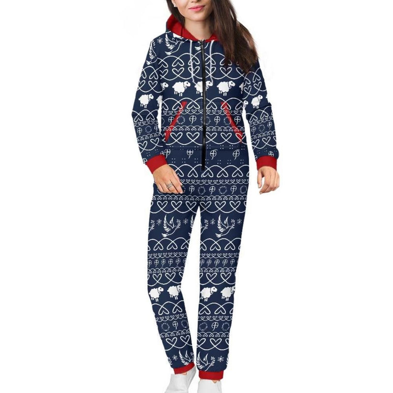 -CC- Sheep Pajamas Hoodie Sets - Blue