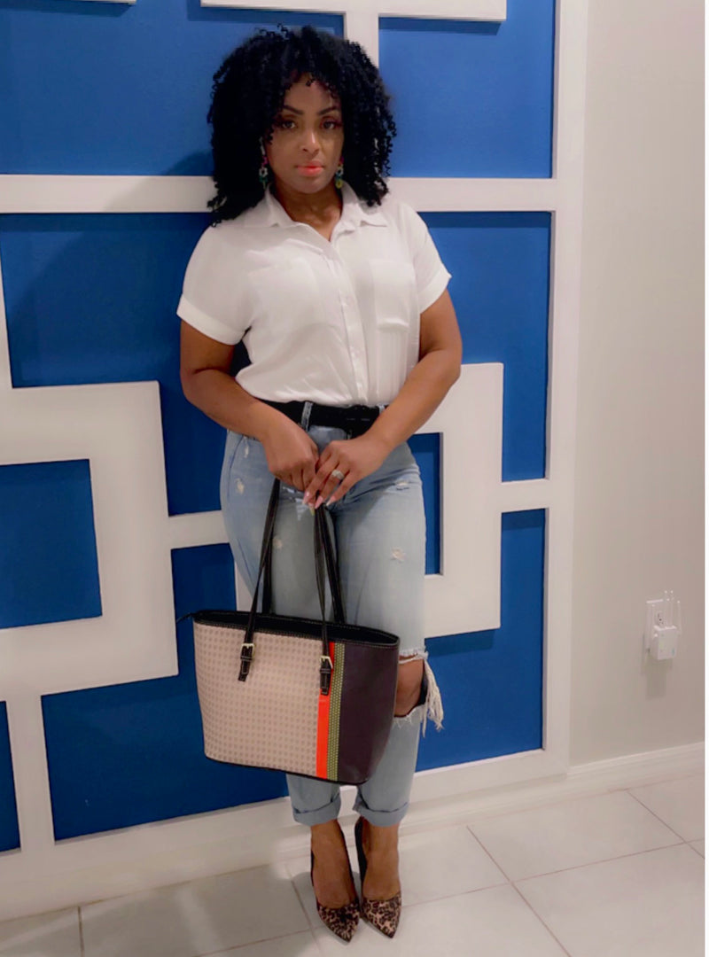 Signature Stripe Purse Collection - Medium Tote
