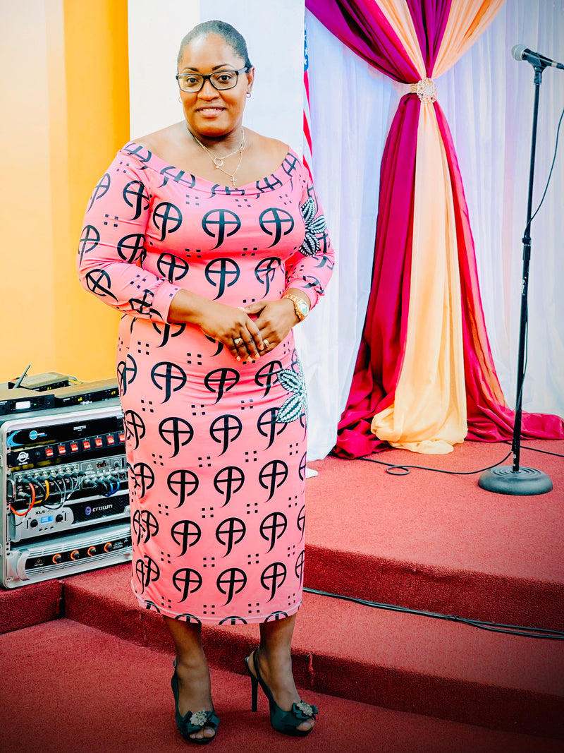 Ruth Off-The- Shoulder Salmon Dress