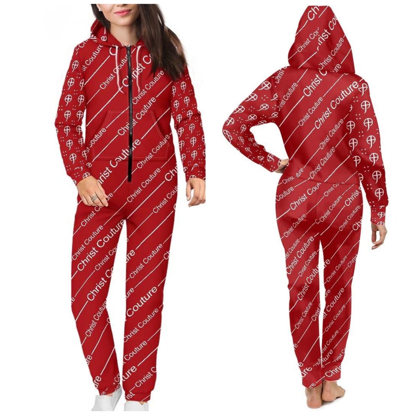 CC- Signature All-Over Hoodie Pajama (Red)
